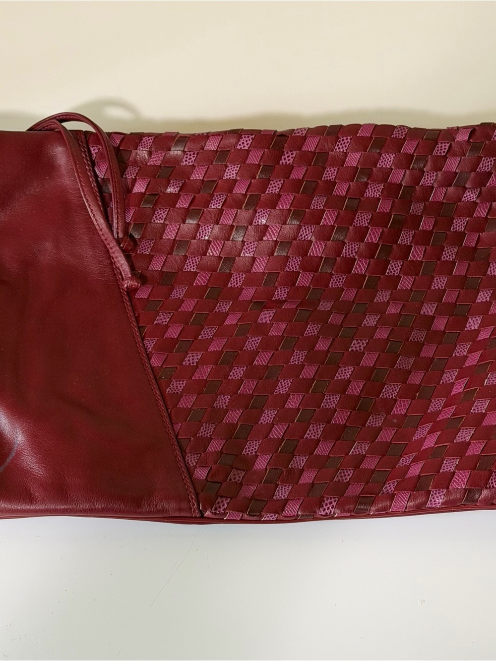 Vintage Woven Leather Oversized Clutch Wristlet